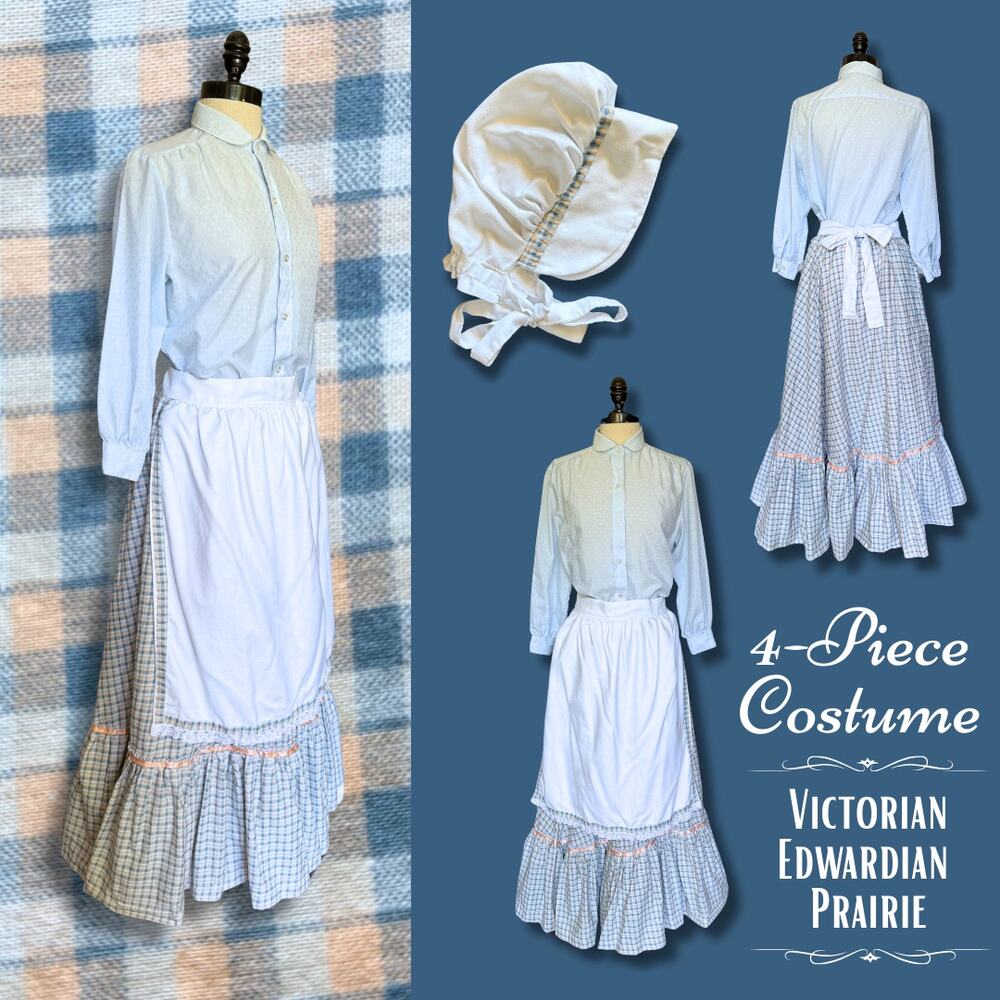 Womens 4-Piece Costume Set Victorian Pioneer Prairie LARP History School Trek